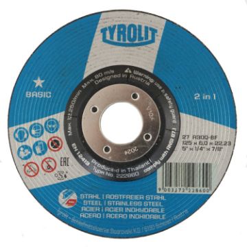 Show details for Tyrolit DC Grinding Disc Metal 125mm x6.0mm (5") - 222860 Picture of Tyrolit DC Grinding Disc Metal 125mm x6.0mm (5") - 222860