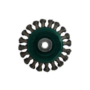 LESSMANN Stainless Steel Knot Bevel Wheel Brush D115mm (M14) - 472.857 LESSMANN Stainless Steel Knot Bevel Wheel Brush D115mm (M14) - 472.857